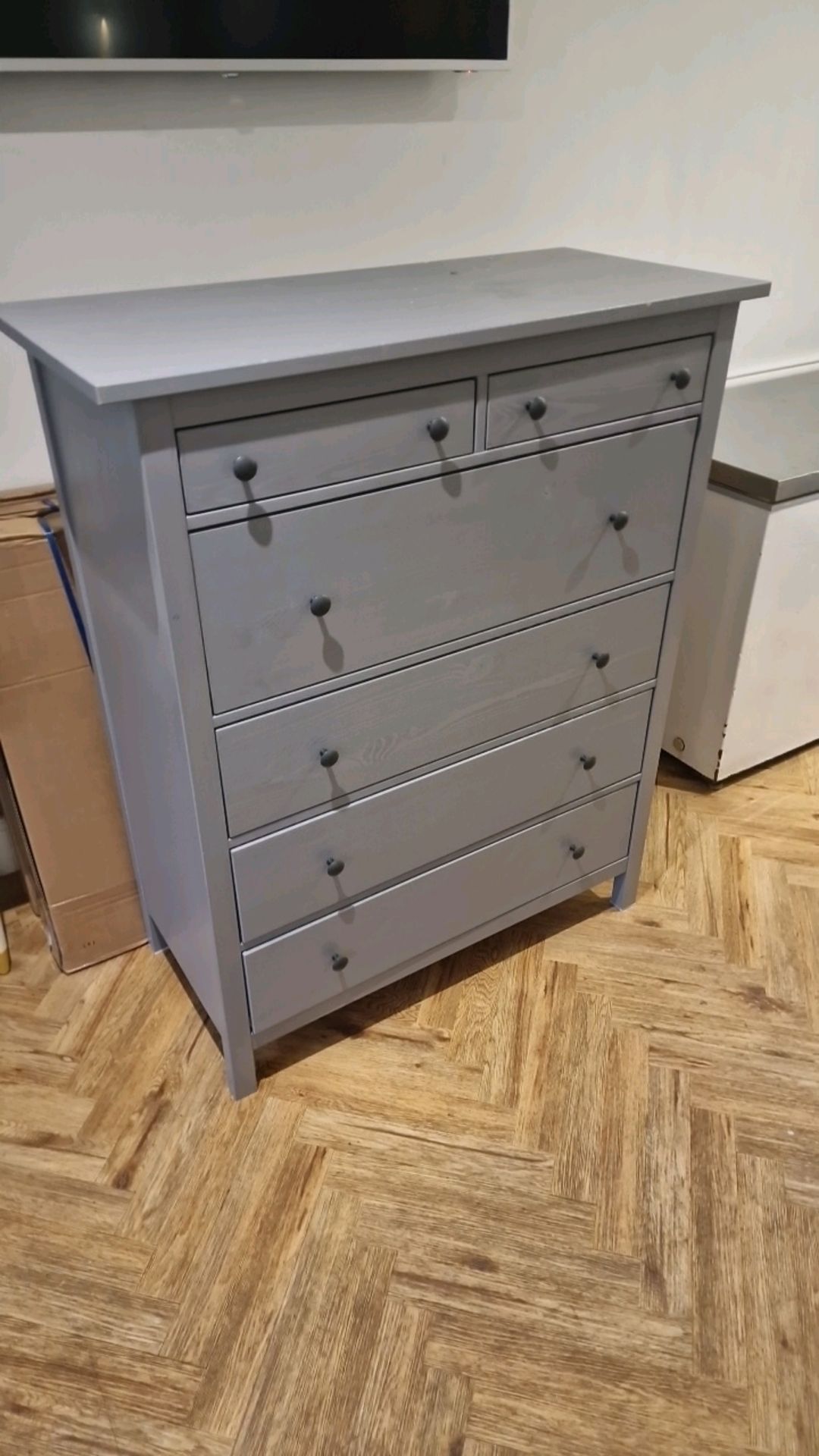 Tall Grey Set Of Drawers - Image 2 of 4