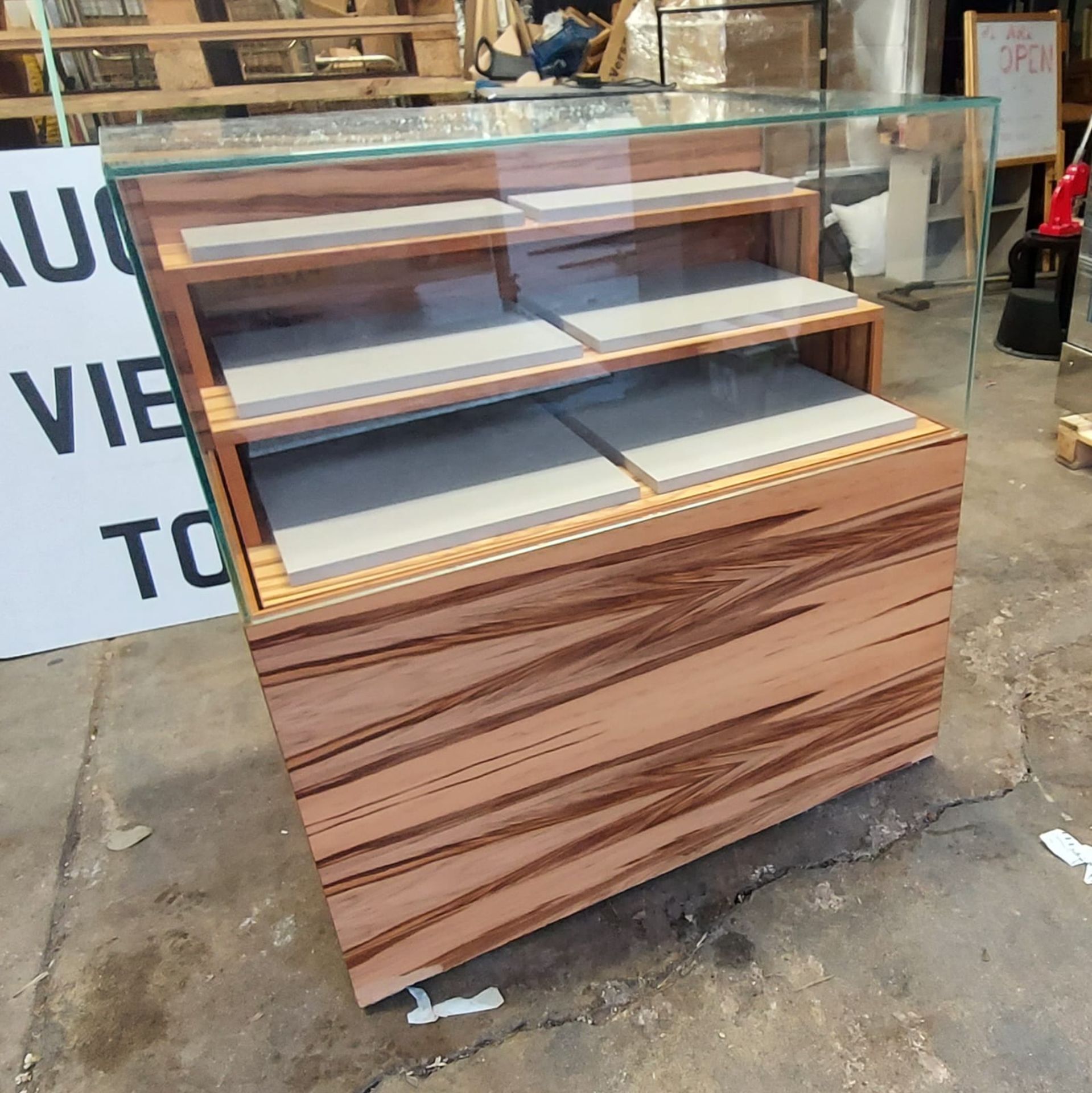 Display Counter With Slide Out Drawers