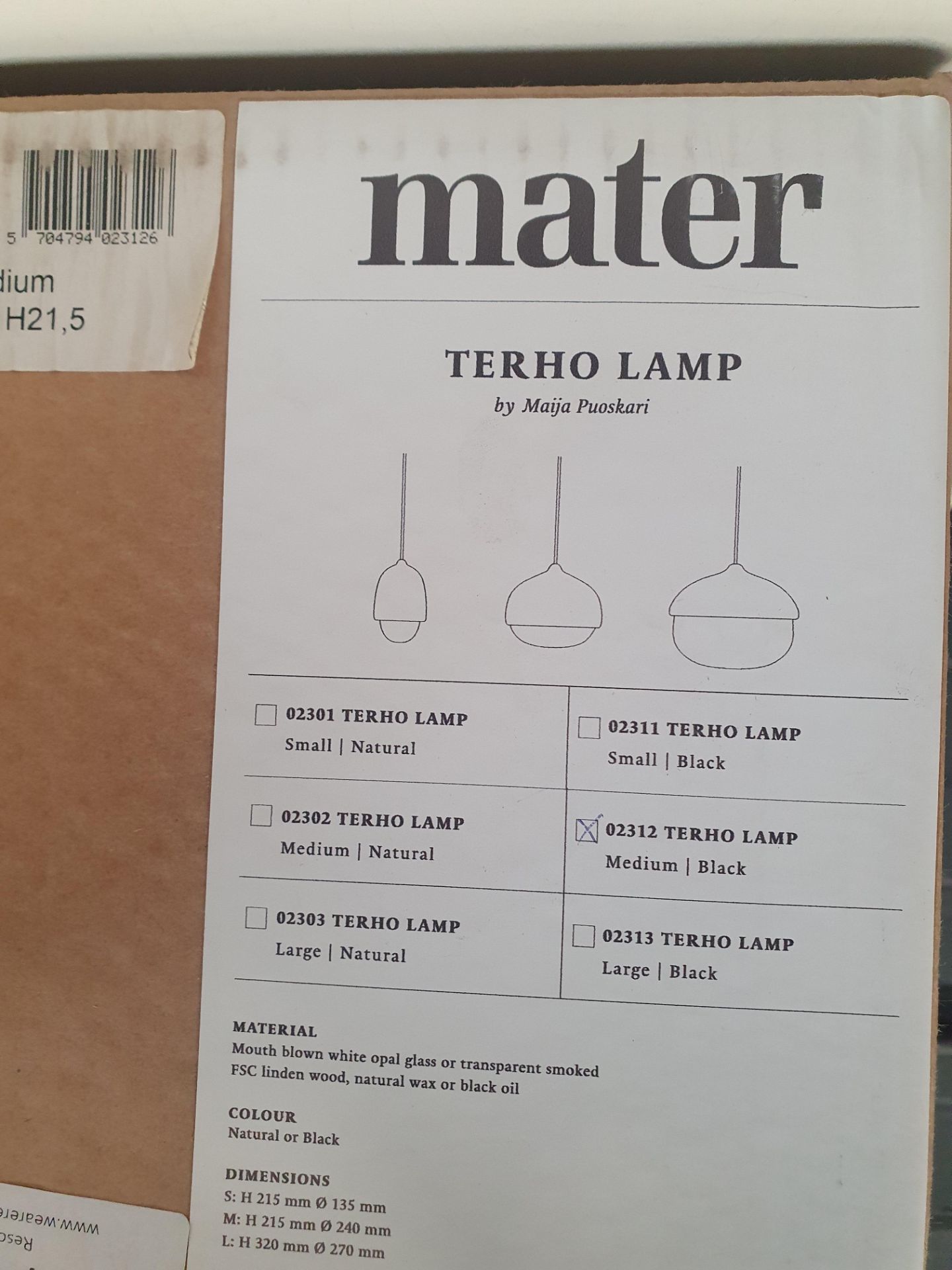 Mater Terho Lamp - Medium - Image 2 of 2