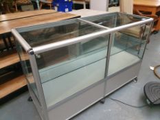 Glass Display Cabinet On Castors With Lights