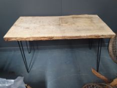 Live Edge Wooden Table On Hairpin Legs