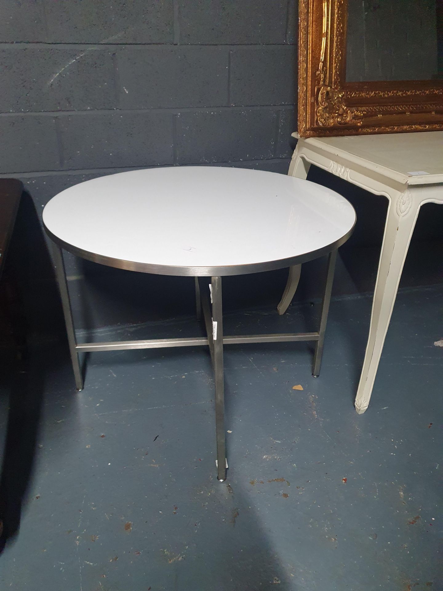 Round Table With Brushed Chrome Base