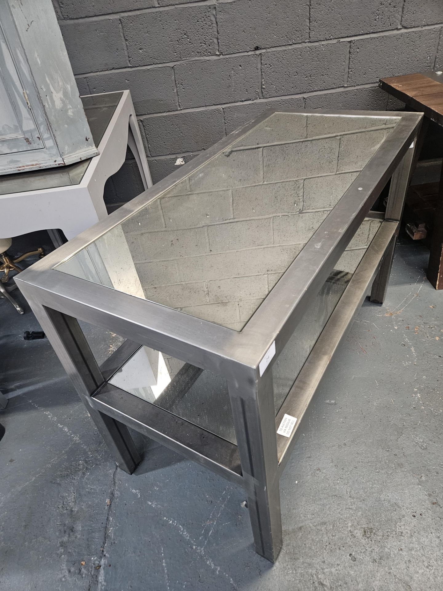 Metal Bench With Glass Top & Shelves - Image 3 of 3