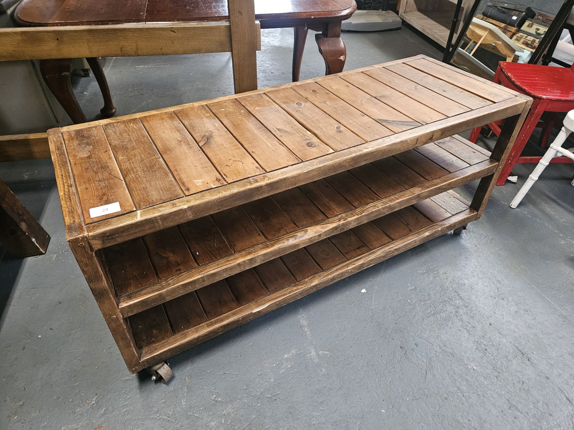 Low Level Wooden Table On Castors