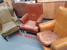 Leather Tub Chairs x3