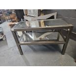 Metal Bench With Glass Top & Shelves