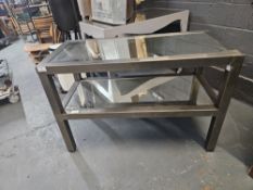 Metal Bench With Glass Top & Shelves