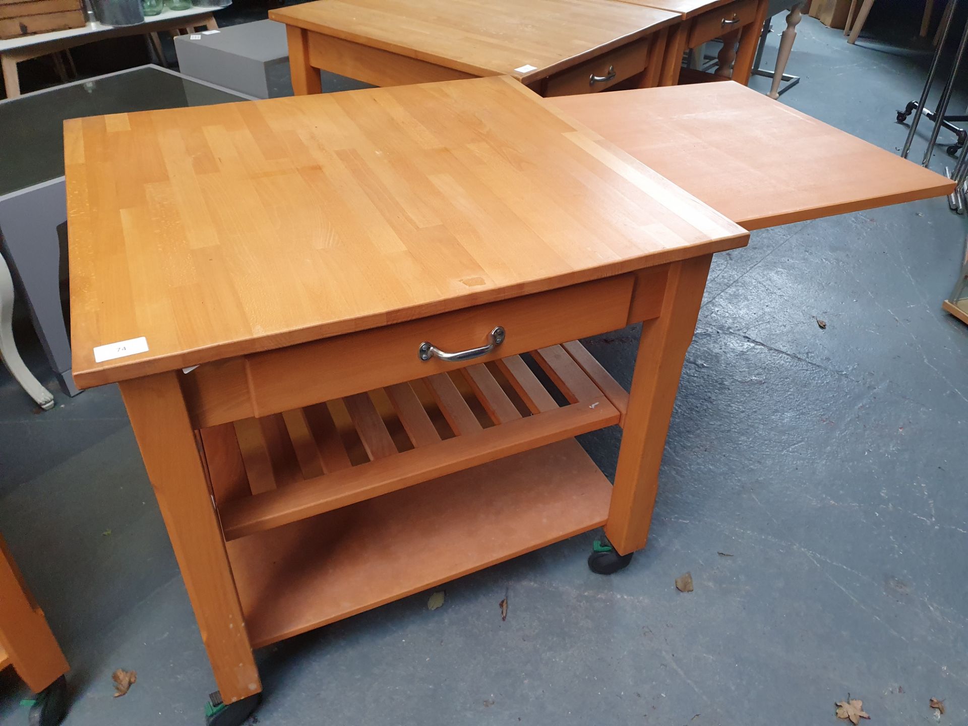 Square Table With Drawer & Slide Out Leaf - Bild 2 aus 2