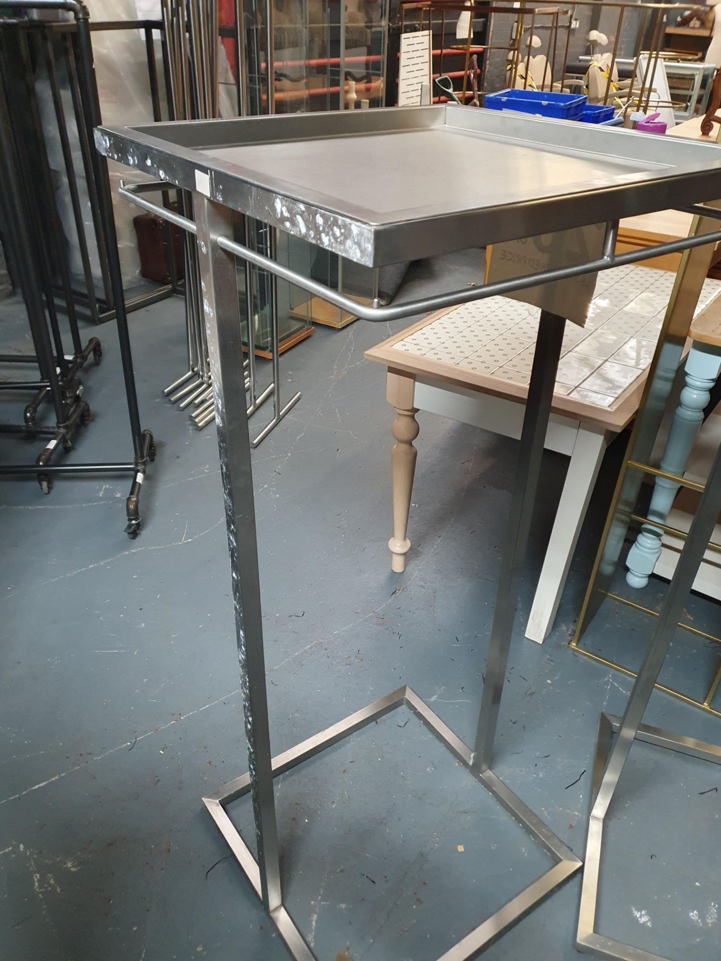 Brushed Chrome Square Clothing Rails With Top Shelf x2 - Image 2 of 2