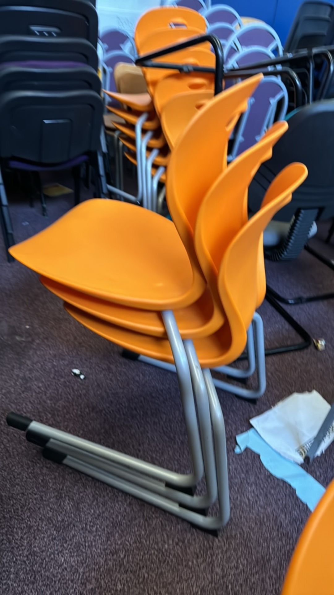 Orange Plastic Chairs x9 - Image 4 of 4