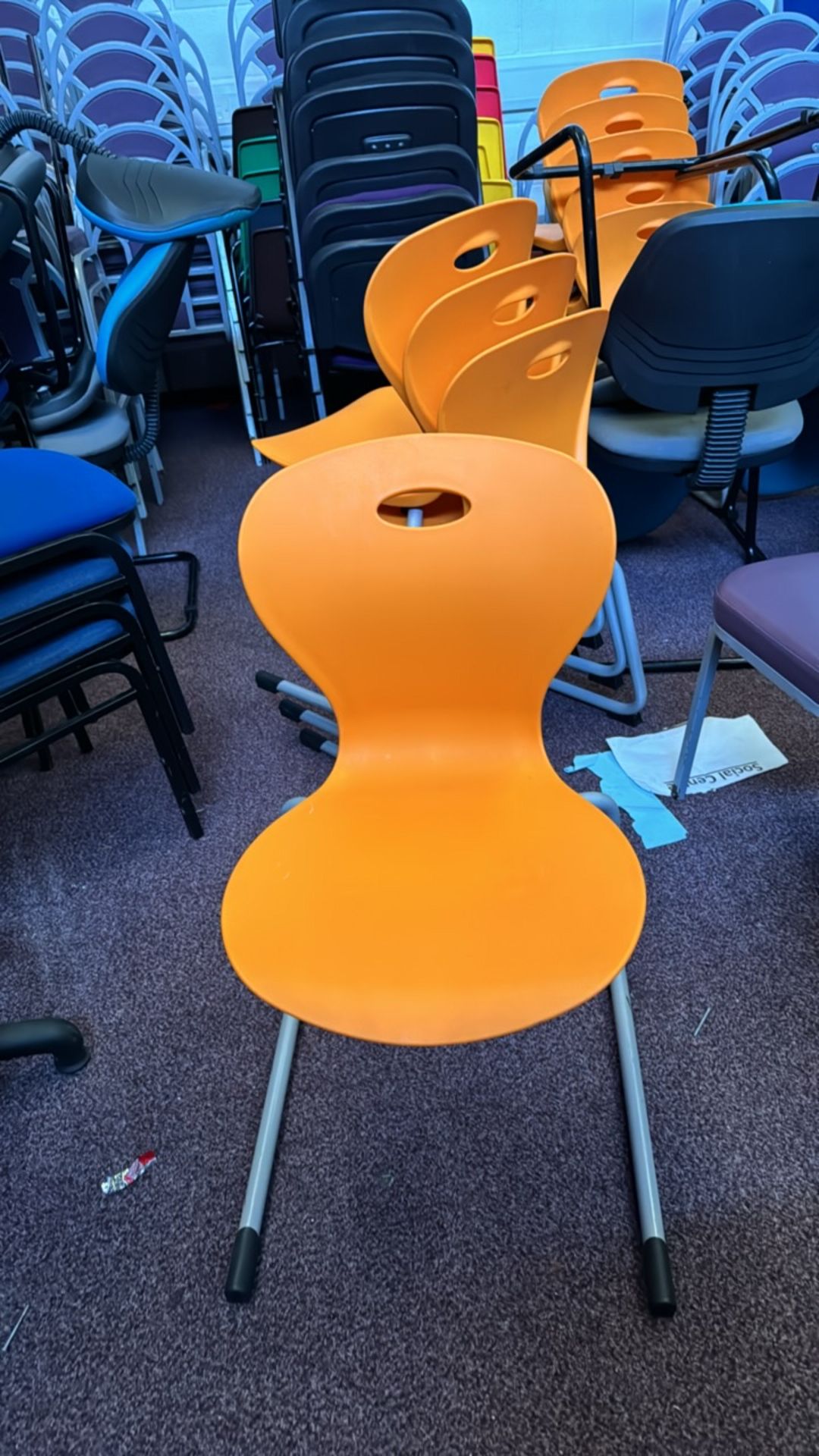 Orange Plastic Chairs x9 - Image 2 of 4