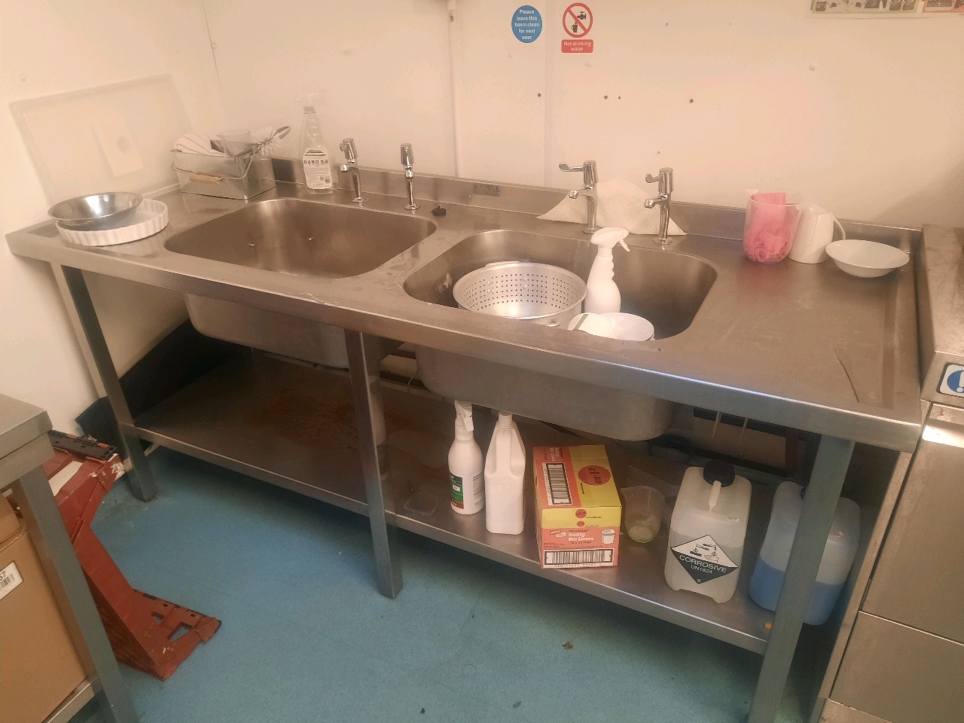 Benham Stainless Steel Double Sink Table