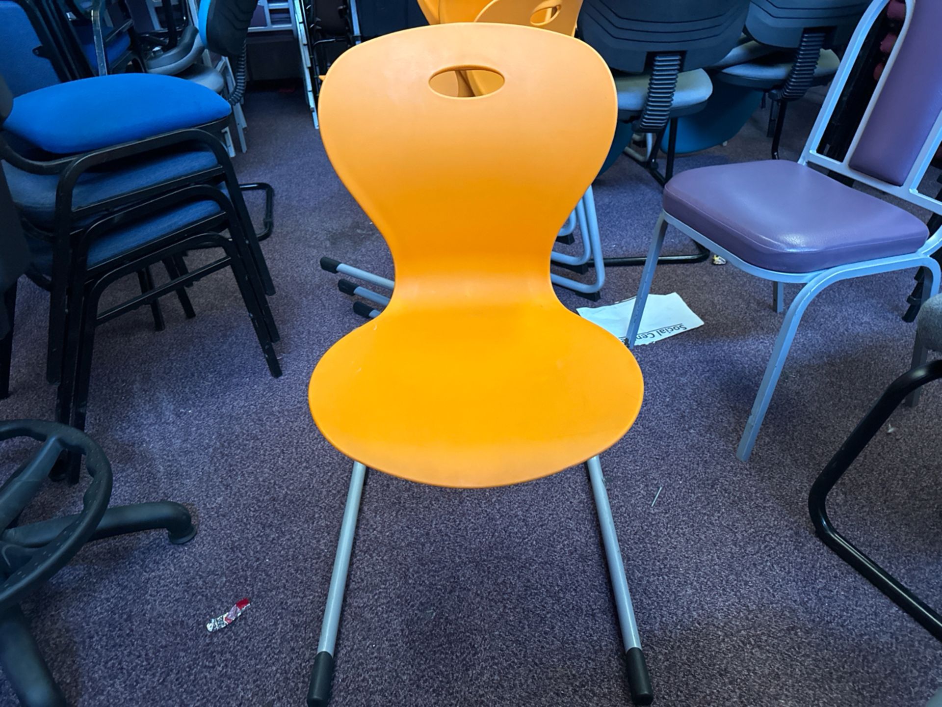 Orange Plastic Chairs x9