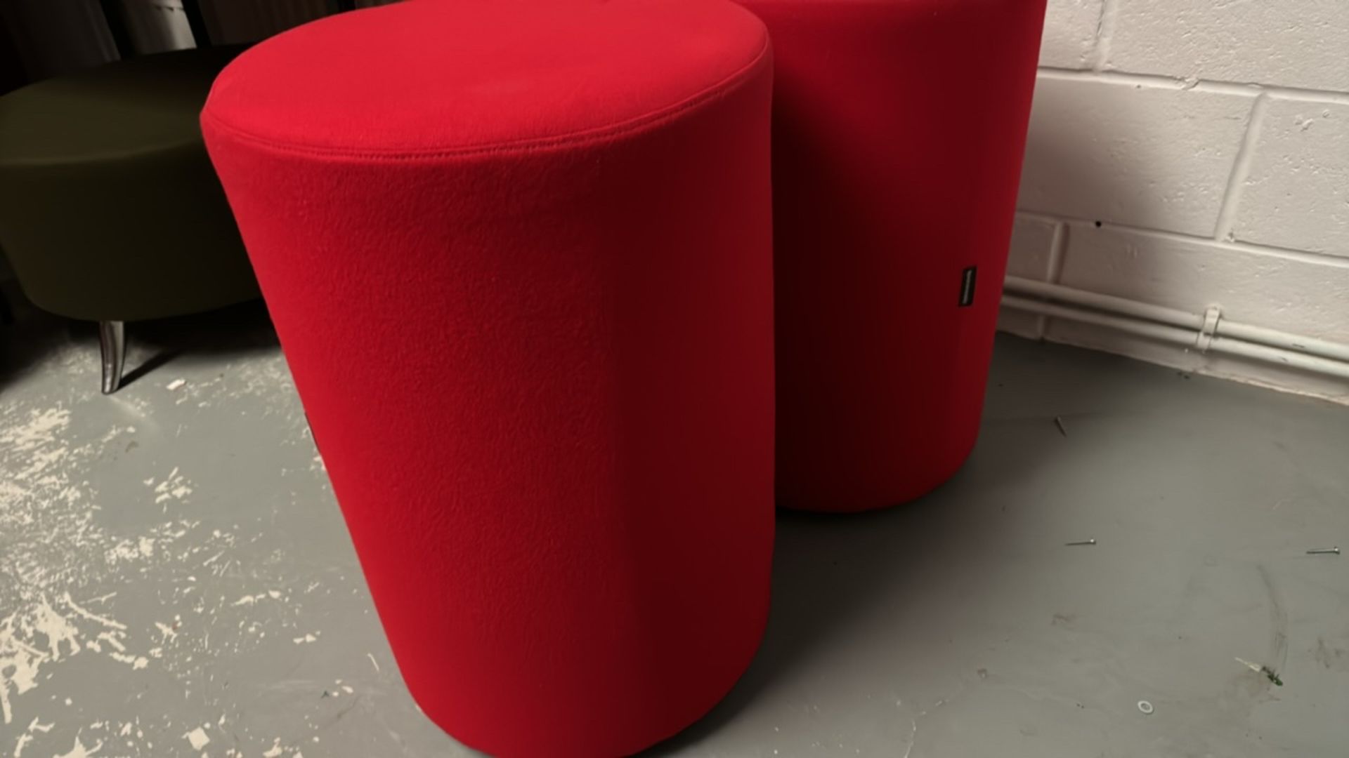 Red Fabric Pouffees x6 - Image 3 of 4