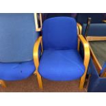 Mix Of Blue Lounge Chairs With Wooden Arms x12