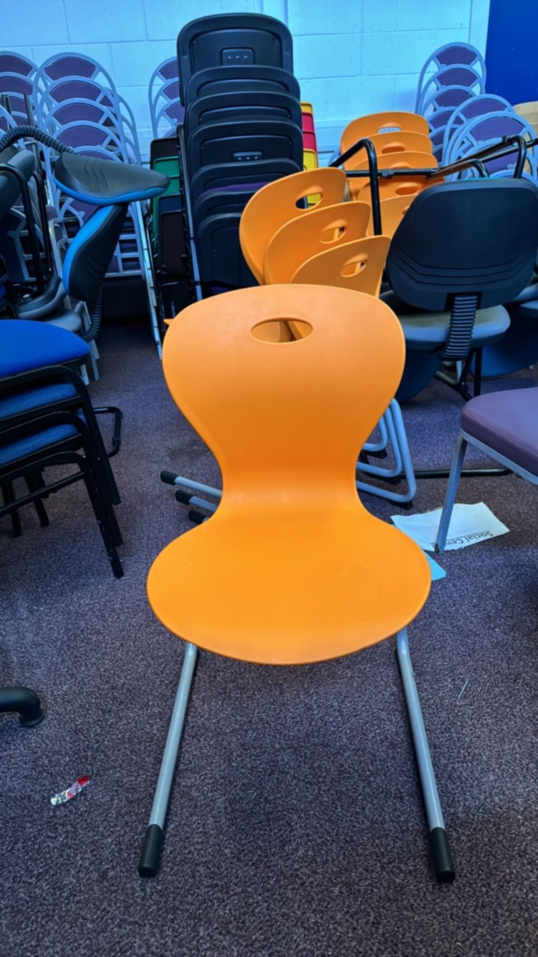 Orange Plastic Chairs x9 - Image 3 of 4