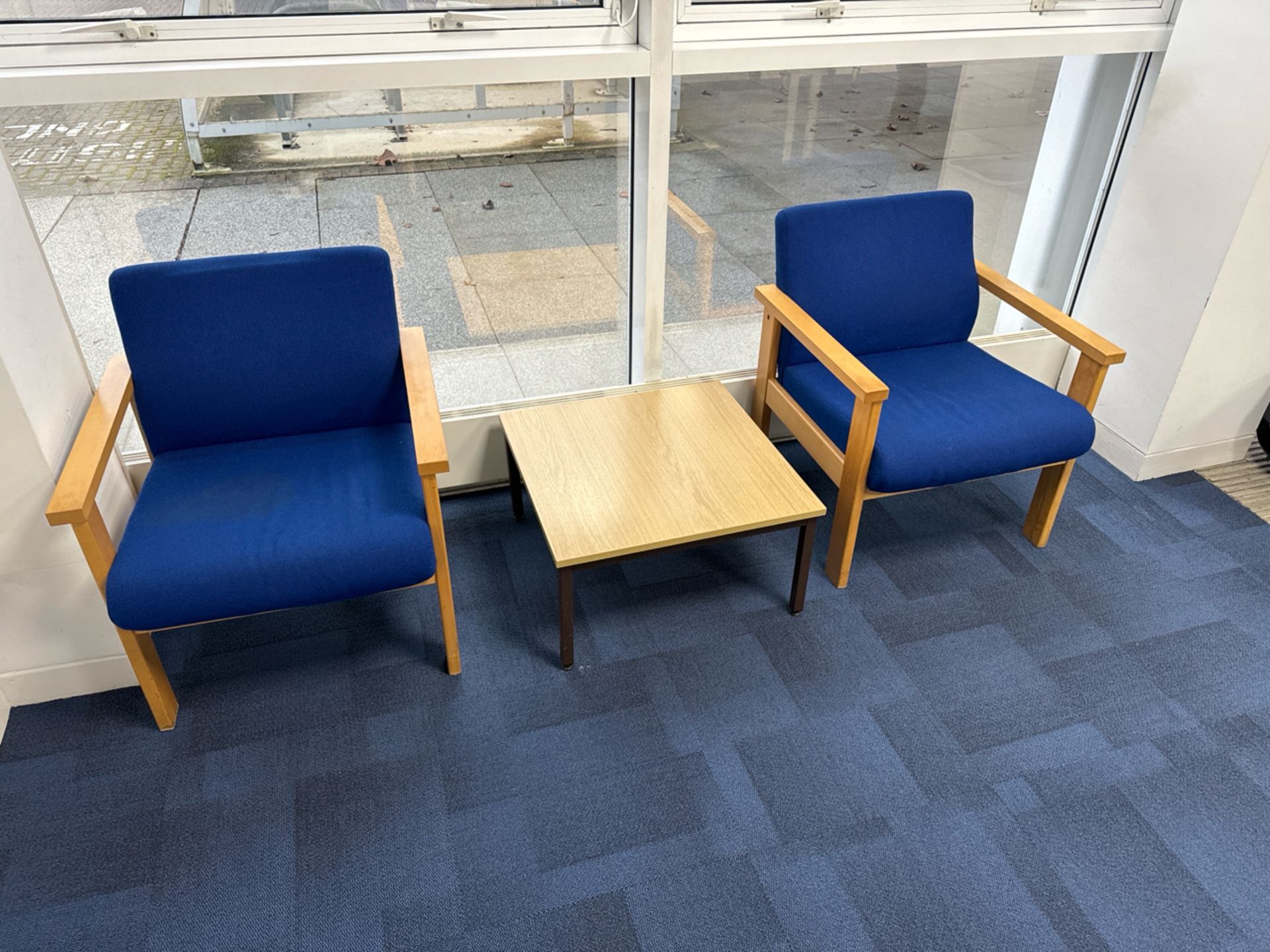 Blue Fabric Chairs x2 & Side Table - Image 2 of 5