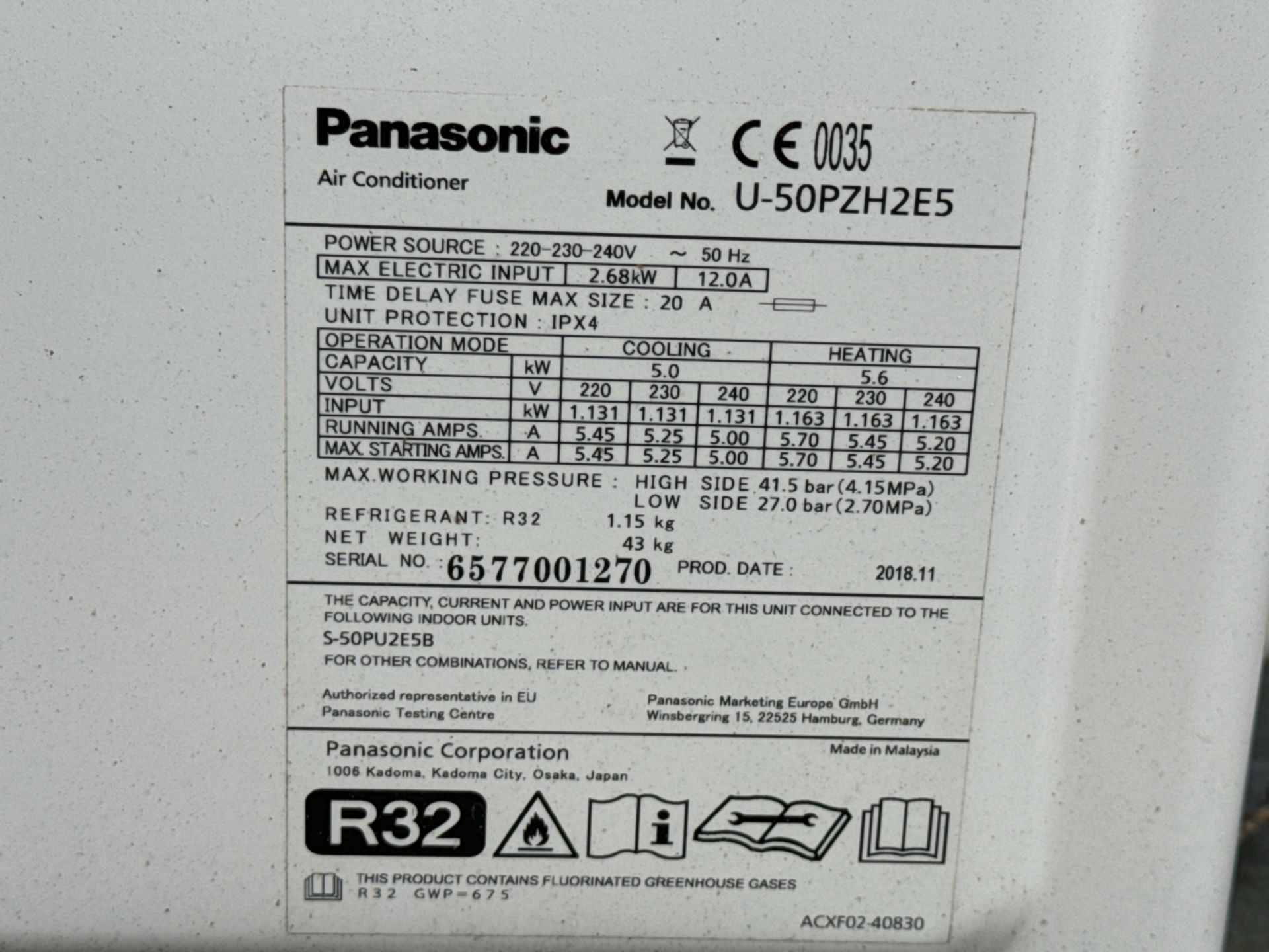 Panasonic R32 Air Conditioner Inverter - Image 4 of 4