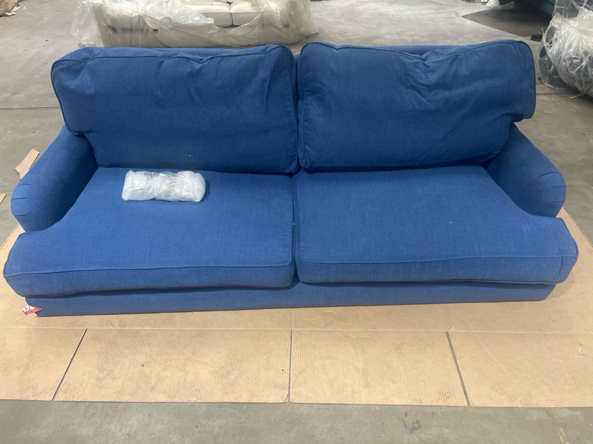 Bluebell 3 Seat Sofa (Breaks Down) In Oxford Blue Brushed Linen Cotton RRP - £2470 - Image 2 of 6