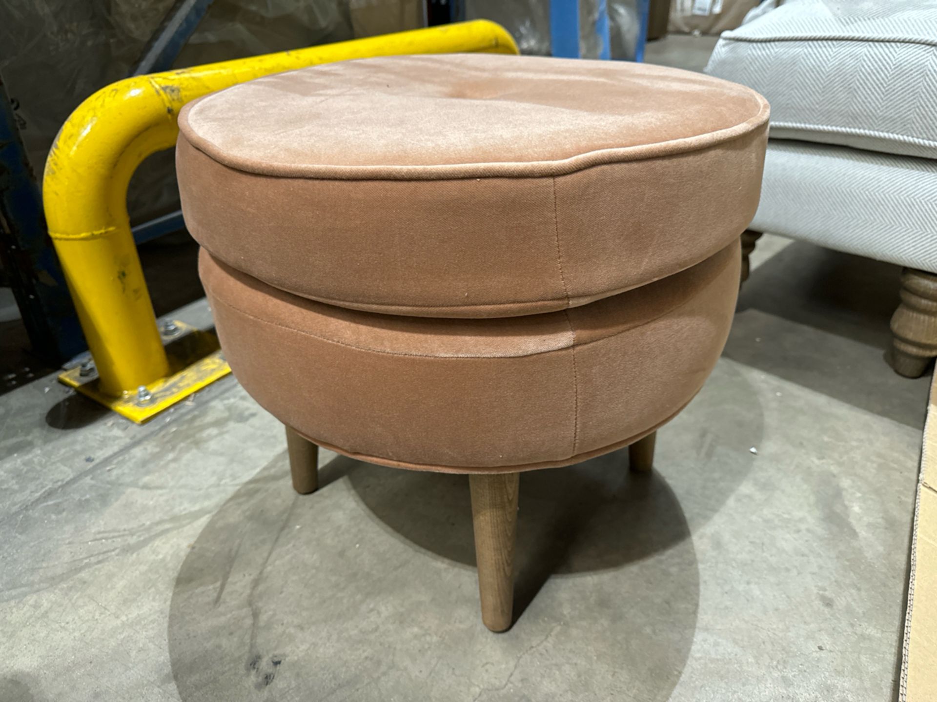 Felix Round Footstool in Cinnamon Smart Velvet - RRP £350 - Image 3 of 5