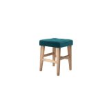 Buttons Short Stool In Deep Turquoise Cotton Matt Velvet RRP - £180