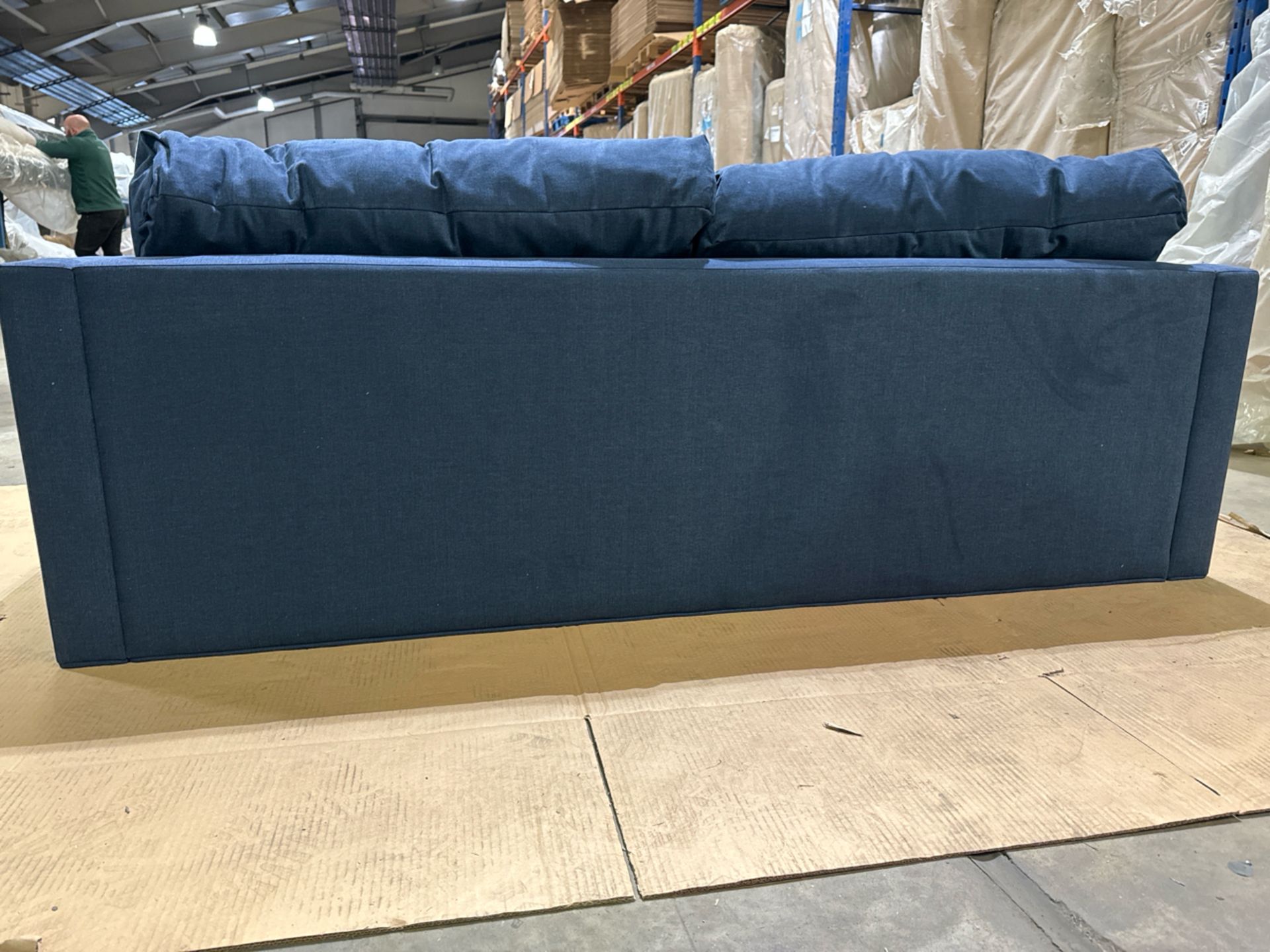 Izzy 3 Seat Sofa In Oxford Blue Brushed Linen Cotton RRP - £2110 - Image 5 of 6