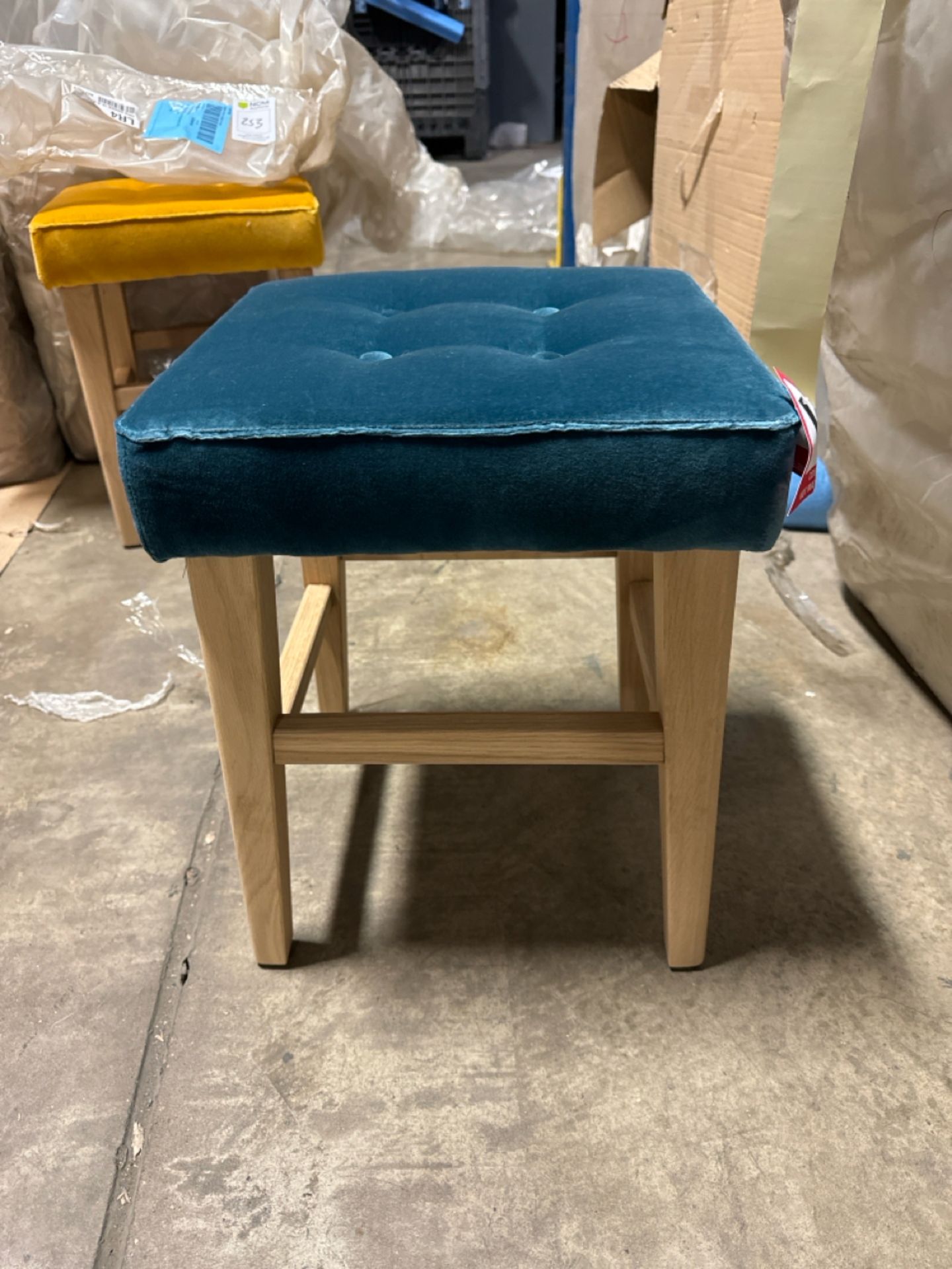 Buttons Short Stool In Deep Turquoise Cotton Matt Velvet RRP - £180 - Image 5 of 5