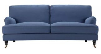 Bluebell 3 Seat Sofa (Breaks Down) In Oxford Blue Brushed Linen Cotton RRP - £2470