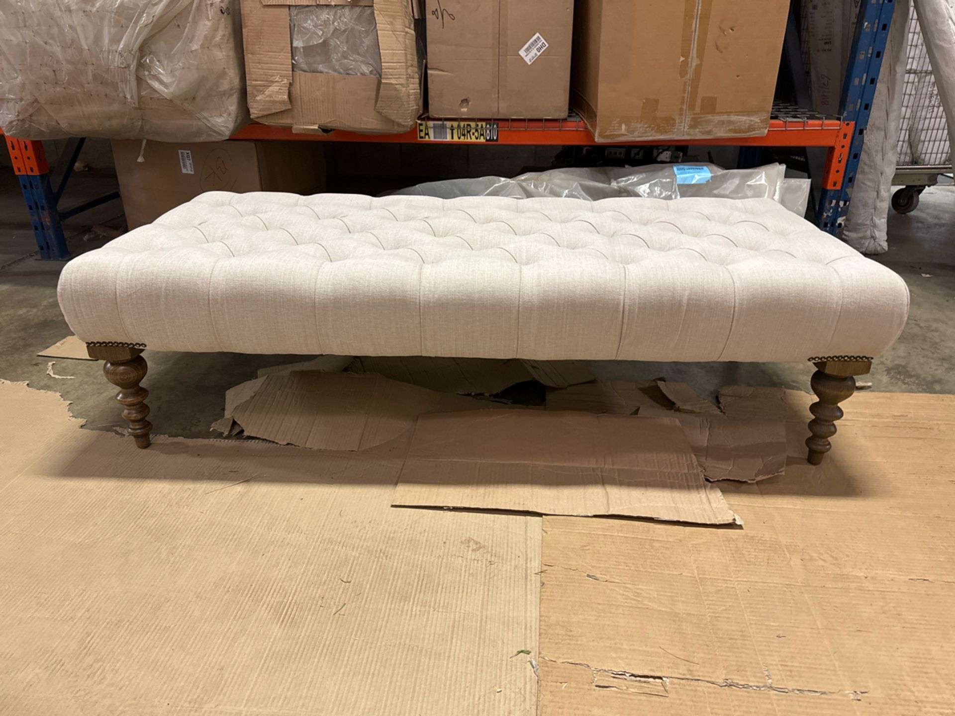 Valentin Large Rectangular Footstool In Taupe Brushed Linen Cotton RRP - £550 - Image 2 of 5