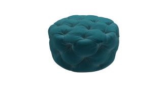 Georgette Round Footstool in Deep Turquoise Cotton Matt Velvet RRP - £920