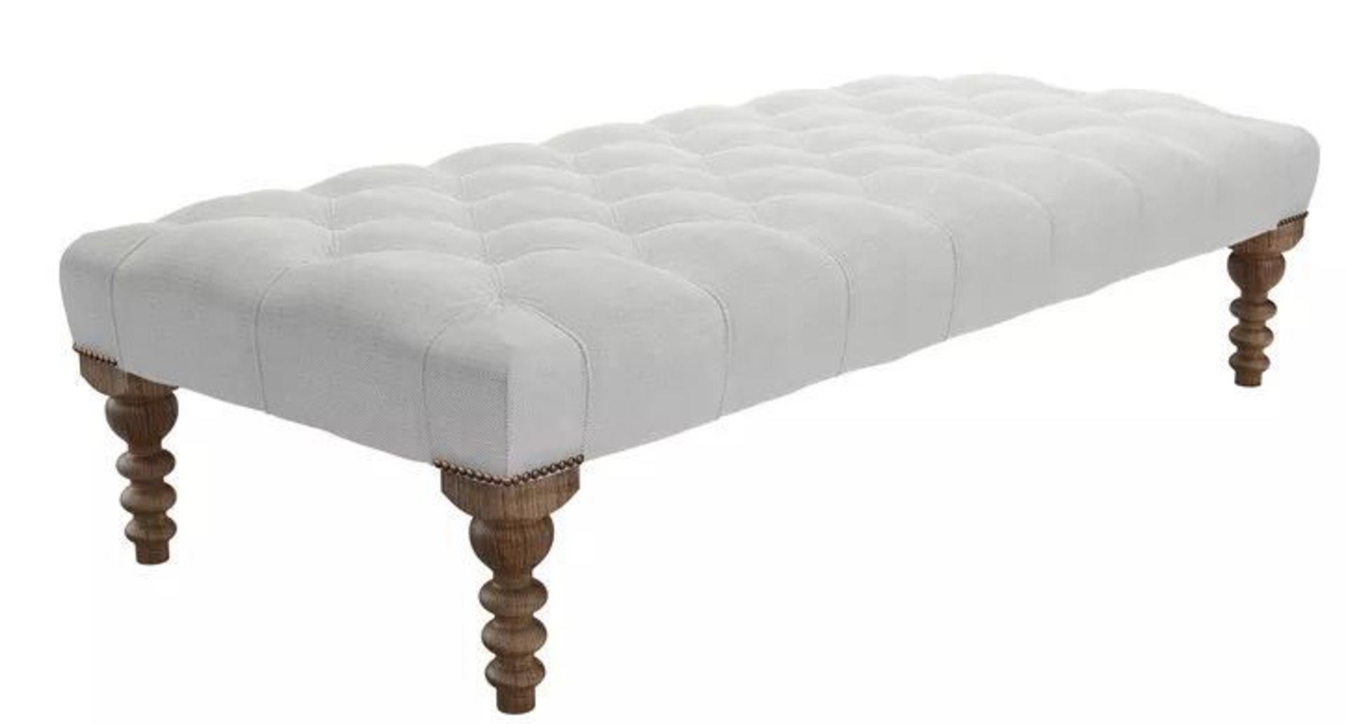 Valentin Large Rectangular Footstool In Cornflower Silky Jacquard Weave RRP - £700