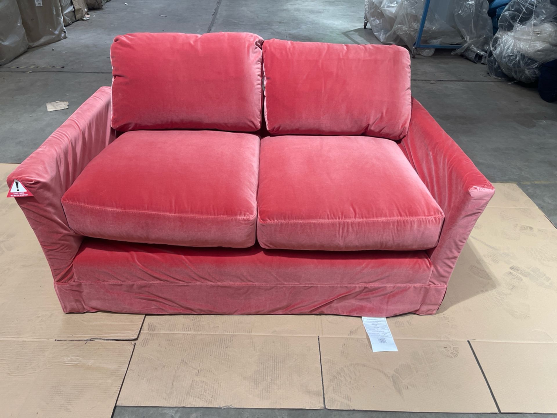 Otto 2 Seat Sofa Bed In Dusty Rose Cotton Matt Velvet RRP - £2660 - Image 3 of 7