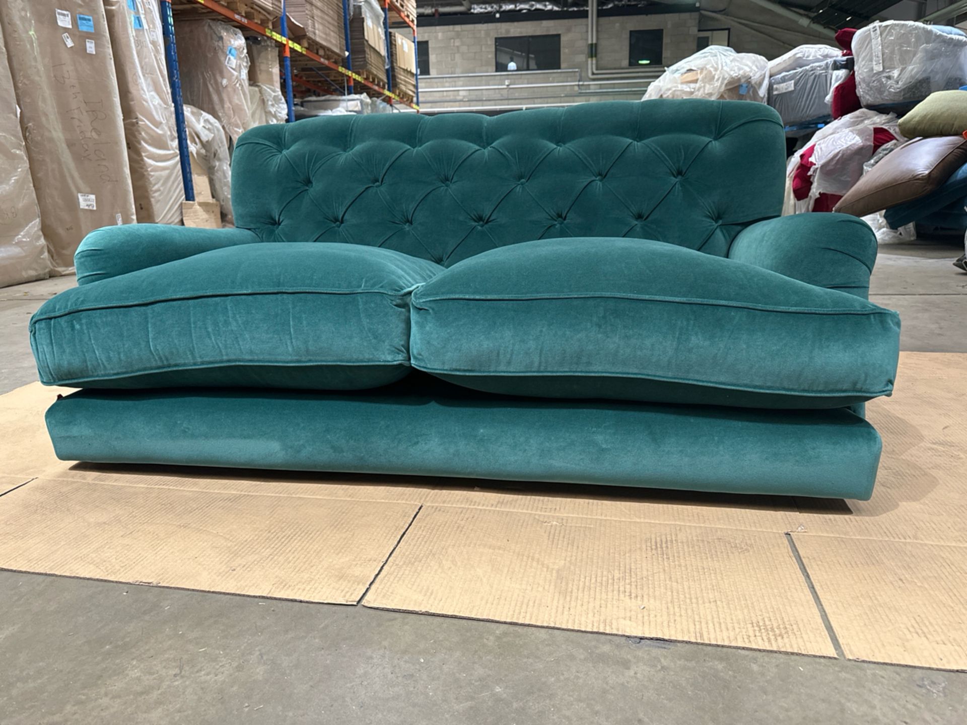 Snowdrop Button Back 2 Seat Sofa In Jade Smart Velvet RRP - £1890 - Image 2 of 6