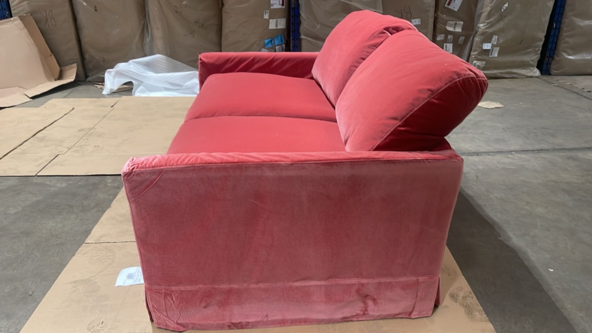 Otto 2 Seat Sofa Bed In Dusty Rose Cotton Matt Velvet RRP - £2660 - Image 6 of 7