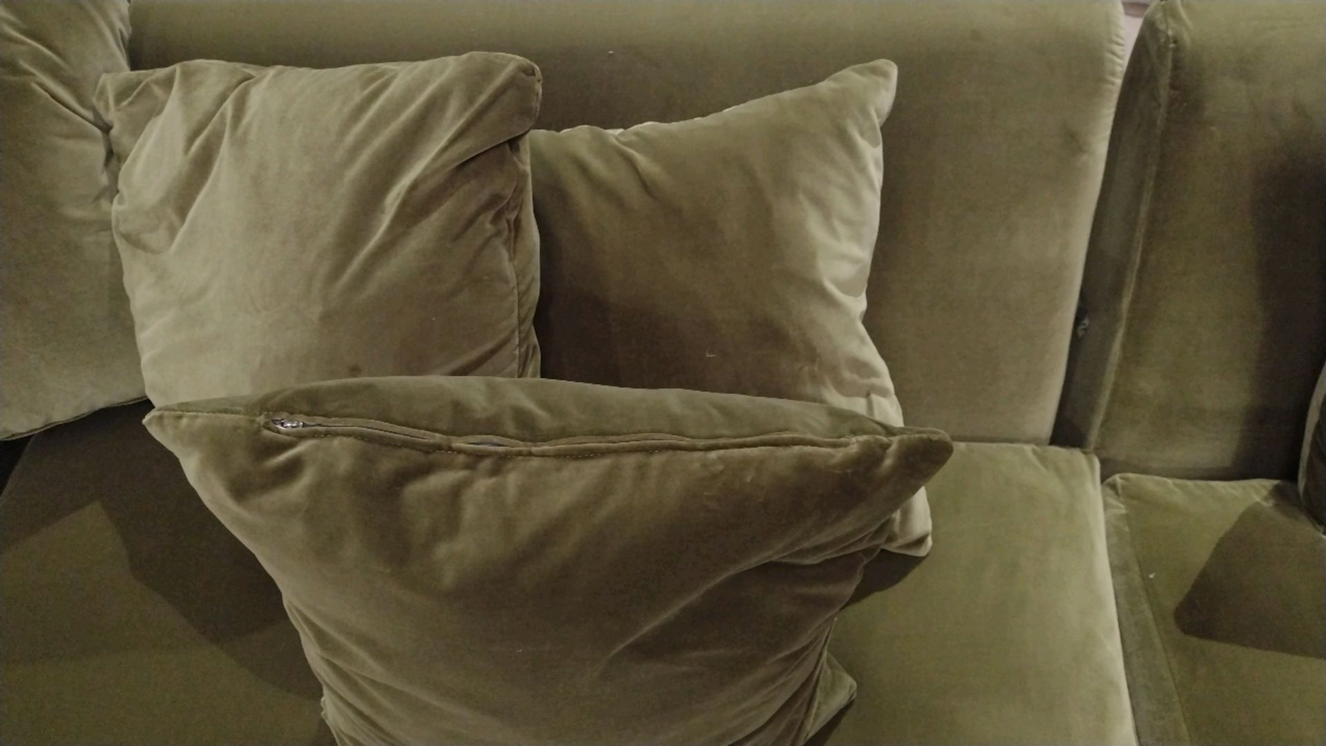 Teddy RHF Chaise Sofa In Olive Cotton Matt Velvet - Image 5 of 6