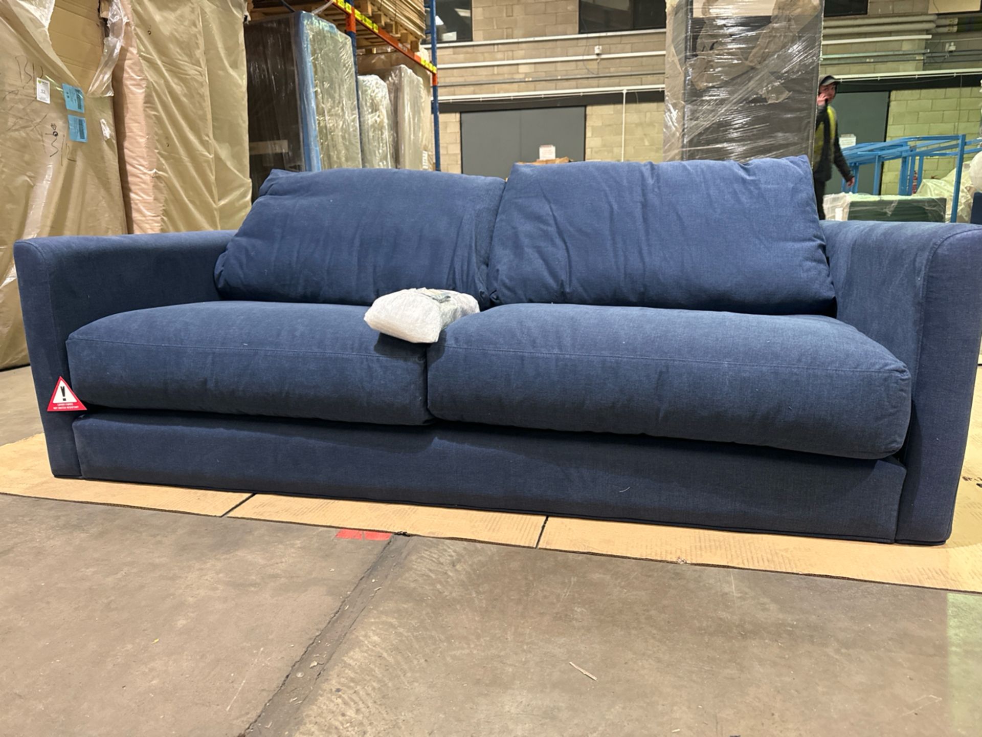 Izzy 3 Seat Sofa In Oxford Blue Brushed Linen Cotton RRP - £2110 - Image 2 of 6