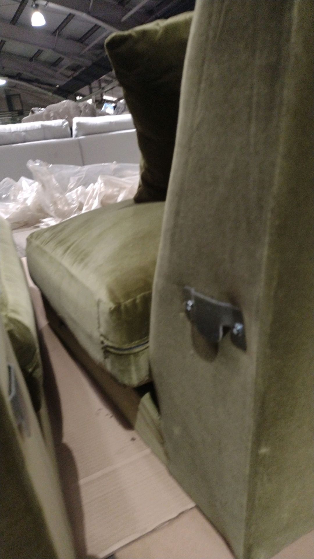 Teddy RHF Chaise Sofa In Olive Cotton Matt Velvet - Image 3 of 6