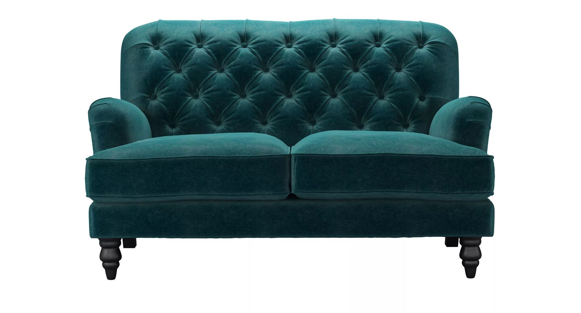 Snowdrop Button Back 2 Seat Sofa In Jade Smart Velvet RRP - £1890