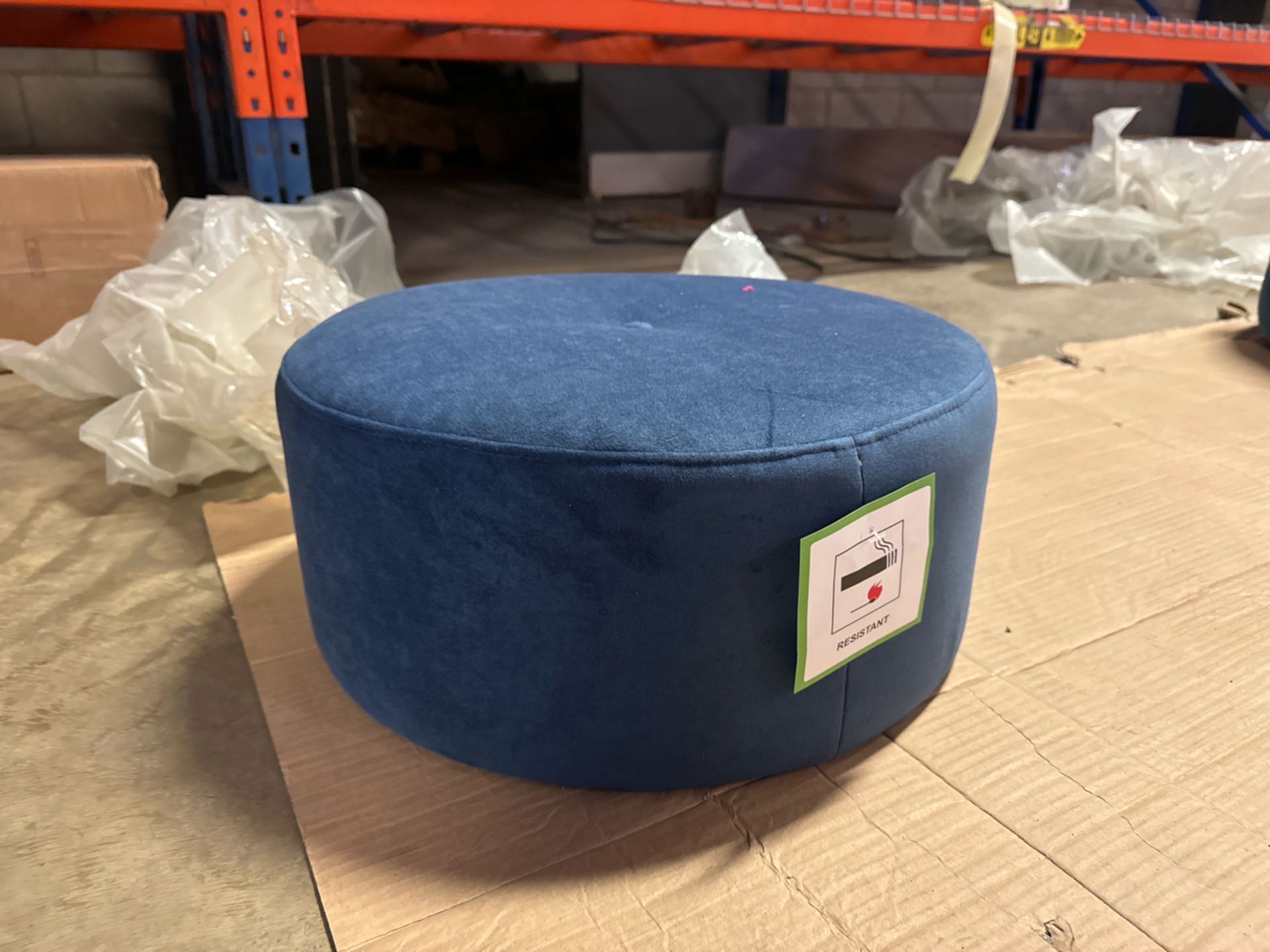 Jack Round Footstool In Navy Velvet RRP - £259 - Image 2 of 5