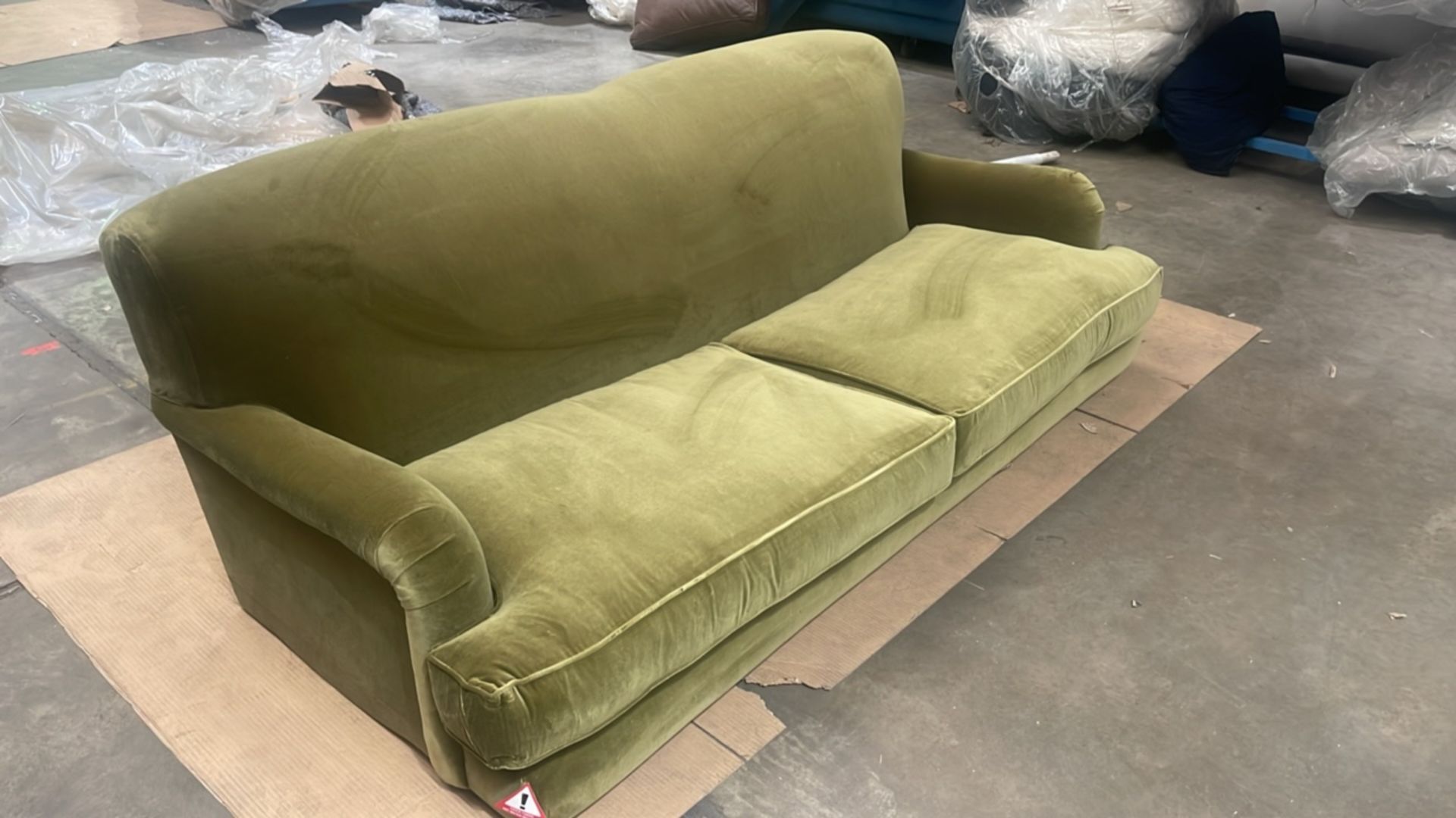 Snowdrop 3 Seat Sofa In Olive Cotton Matt Velvet RRP - £2100 - Image 3 of 6