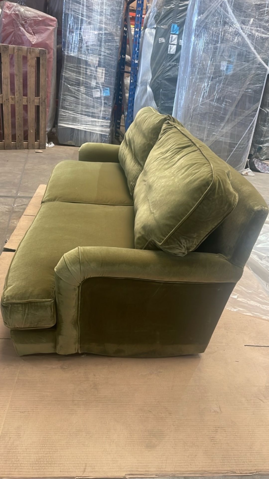 Bluebell 3 Seat Sofa In Olive Cotton Matt Velvet RRP - £2620 - Image 4 of 6