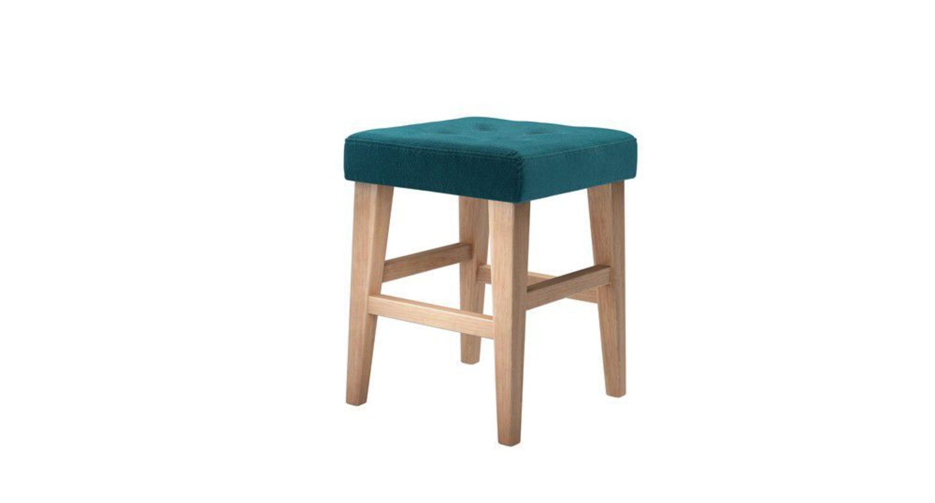 Buttons Short Stool In Deep Turquoise Cotton Matt Velvet RRP - £180