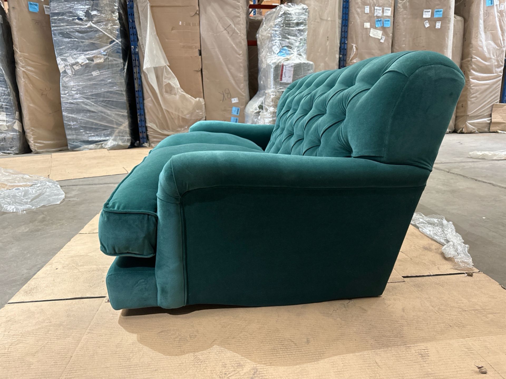 Snowdrop Button Back 2 Seat Sofa In Jade Smart Velvet RRP - £1890 - Image 4 of 6