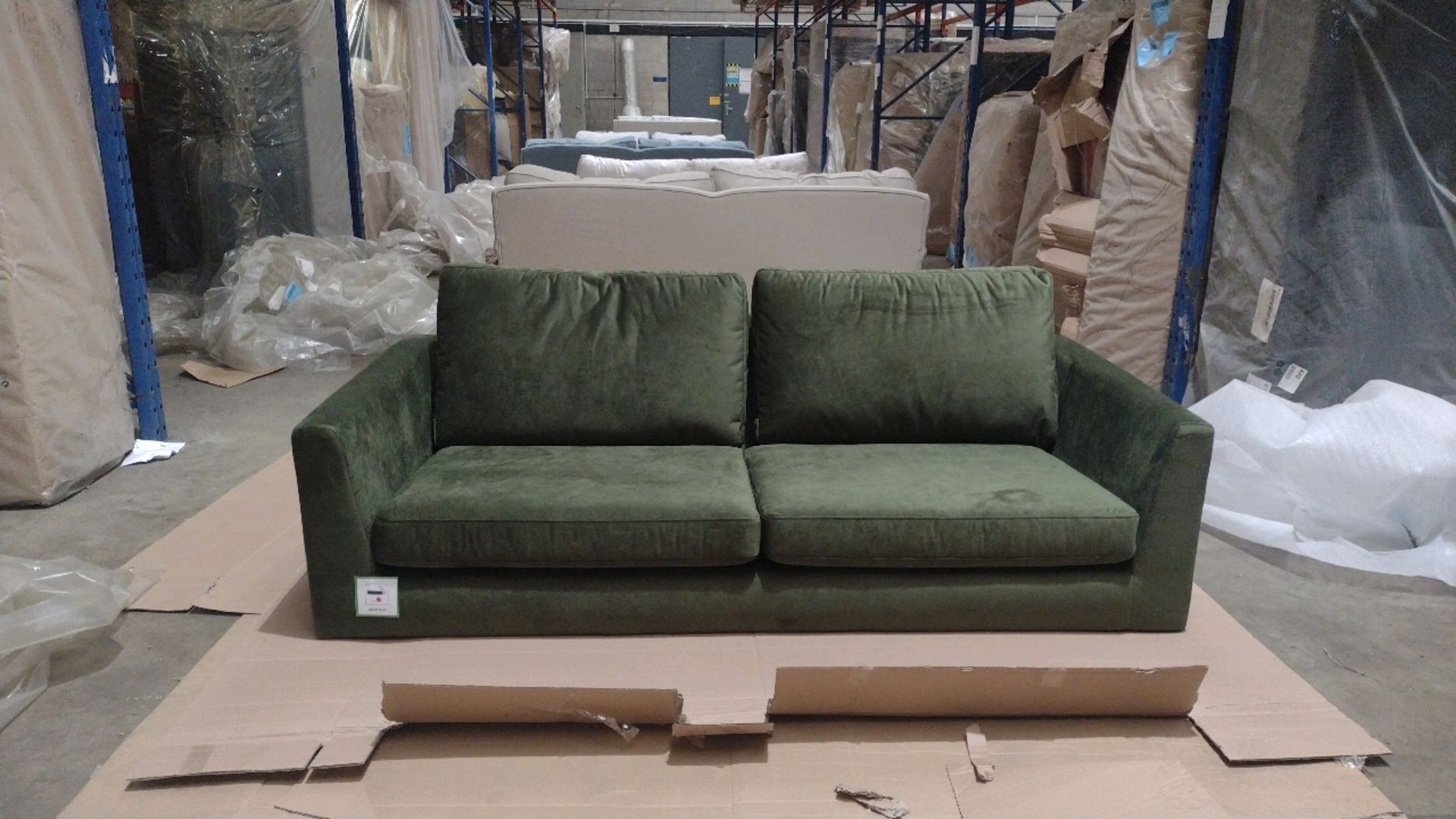 Jude 3 Seat Sofa In Green Velvet RRP - £1199 - Image 3 of 10