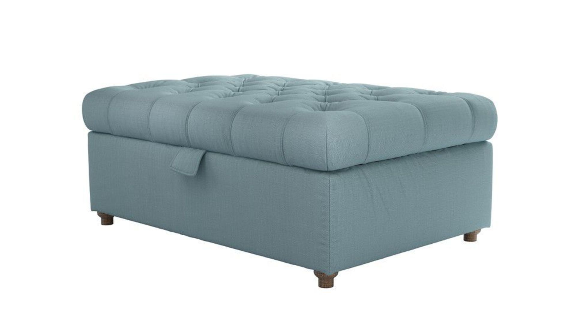 Valentin Medium Rectangular Storage Footstool In Lagoon Brushed Linen Cotton RRP - £600