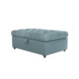 Valentin Medium Rectangular Storage Footstool In Lagoon Brushed Linen Cotton RRP - £600