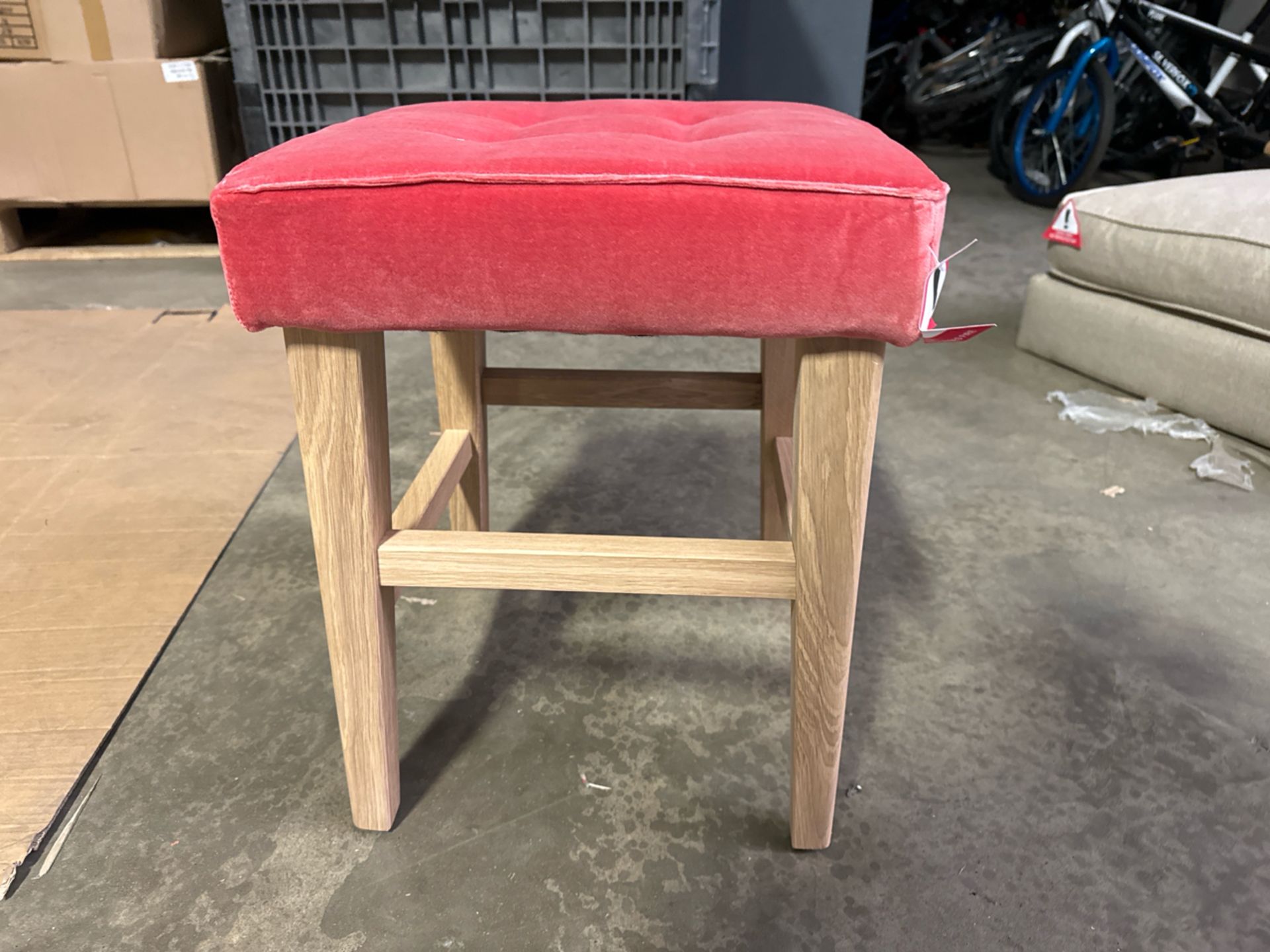 Buttons Short Stool In Dusty Rose Cotton Matt Velvet RRP - £180 - Image 2 of 5