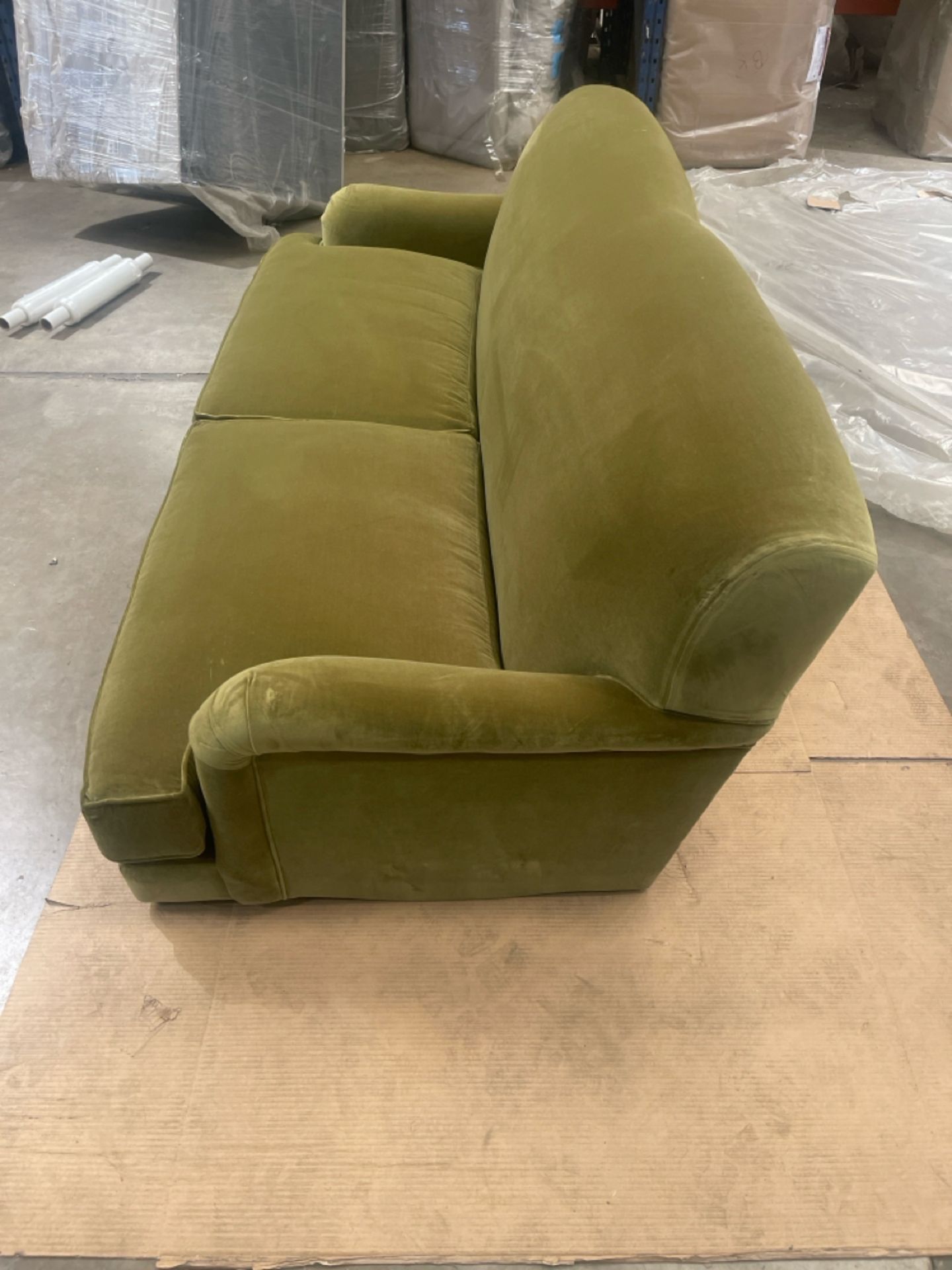 Snowdrop 3 Seat Sofa In Olive Cotton Matt Velvet RRP - £2100 - Image 4 of 6