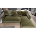 Teddy RHF Chaise Sofa In Olive Cotton Matt Velvet