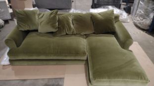 Teddy RHF Chaise Sofa In Olive Cotton Matt Velvet